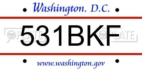 531BKF District Of Columbia License Plate