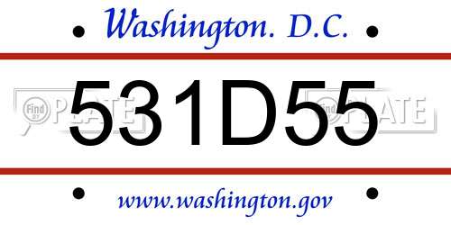531D55 District Of Columbia License Plate