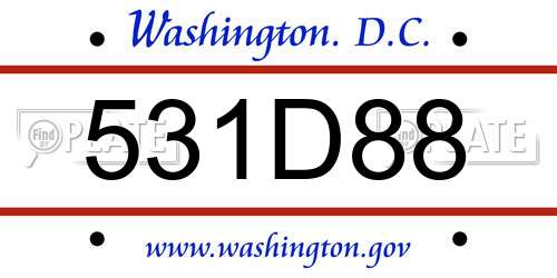 531D88 District Of Columbia License Plate