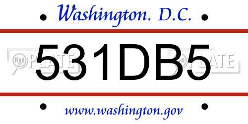 531DB5 District Of Columbia License Plate