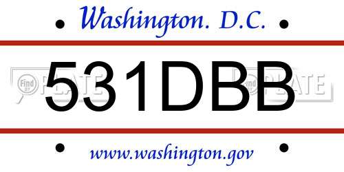531DBB District Of Columbia License Plate