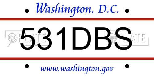 531DBS District Of Columbia License Plate