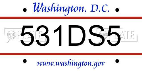 531DS5 District Of Columbia License Plate