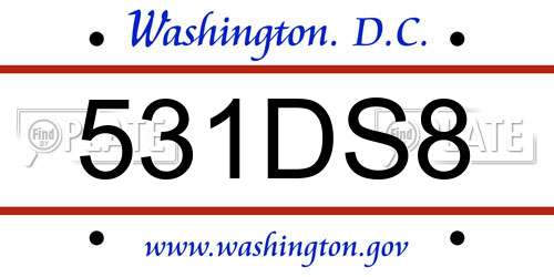 531DS8 District Of Columbia License Plate