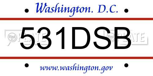 531DSB District Of Columbia License Plate