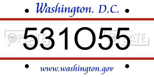 531O55 District Of Columbia License Plate