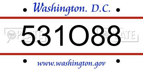 531O88 District Of Columbia License Plate