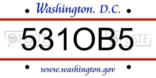 531OB5 District Of Columbia License Plate