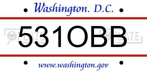 531OBB District Of Columbia License Plate