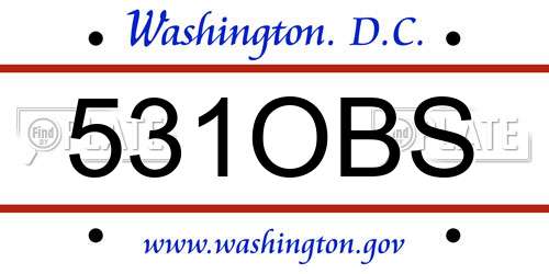 531OBS District Of Columbia License Plate