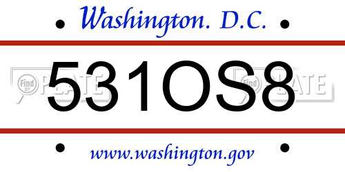 531OS8 District Of Columbia License Plate