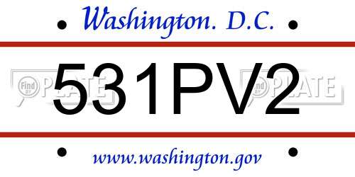 531PV2 District Of Columbia License Plate