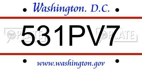531PV7 District Of Columbia License Plate
