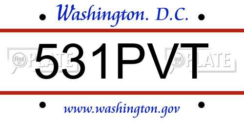 531PVT District Of Columbia License Plate