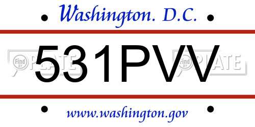 531PVV District Of Columbia License Plate