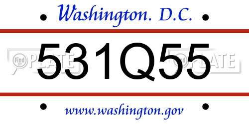 531Q55 District Of Columbia License Plate