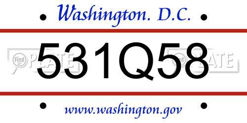 531Q58 District Of Columbia License Plate