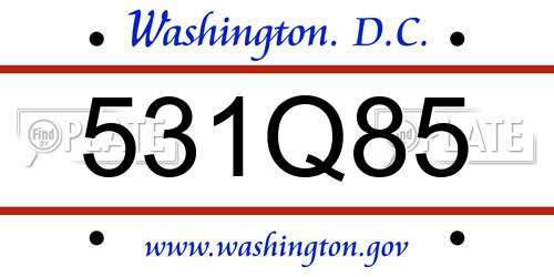 531Q85 District Of Columbia License Plate