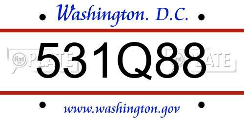 531Q88 District Of Columbia License Plate