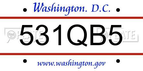531QB5 District Of Columbia License Plate