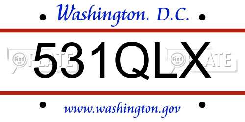 531QLX District Of Columbia License Plate