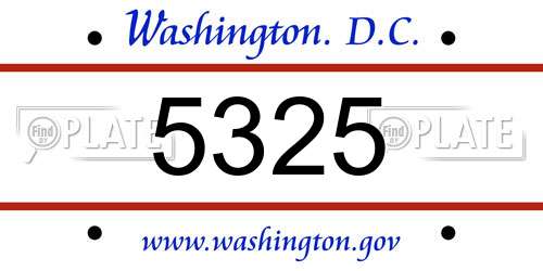 5325 District Of Columbia License Plate