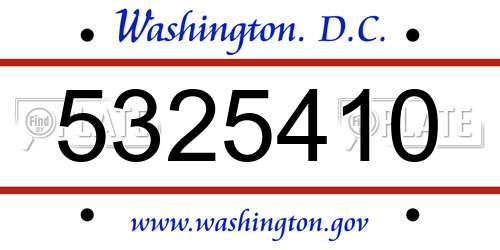 5325410 District Of Columbia License Plate
