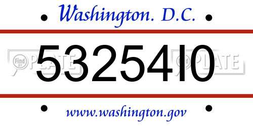 53254I0 District Of Columbia License Plate