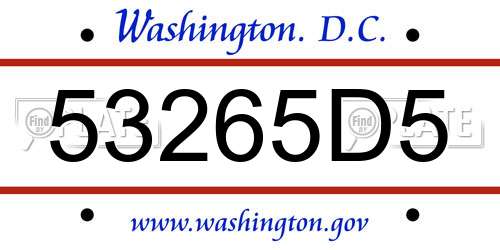 53265D5 District Of Columbia License Plate