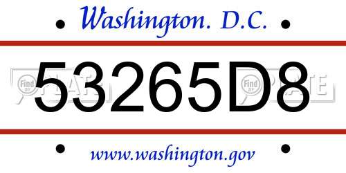 53265D8 District Of Columbia License Plate