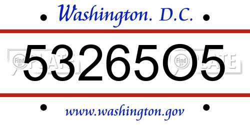 53265O5 District Of Columbia License Plate