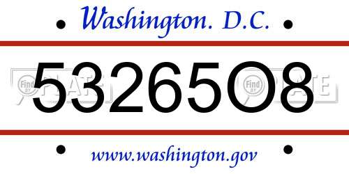53265O8 District Of Columbia License Plate