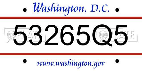 53265Q5 District Of Columbia License Plate