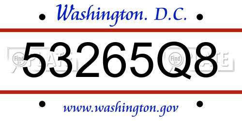 53265Q8 District Of Columbia License Plate