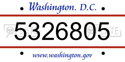 5326805 District Of Columbia License Plate