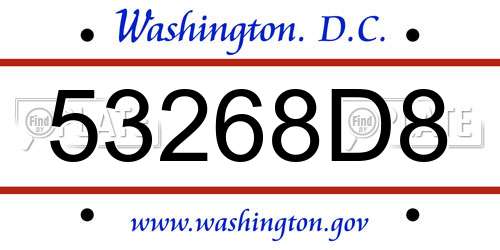 53268D8 District Of Columbia License Plate