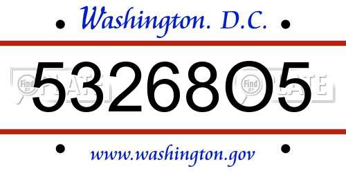 53268O5 District Of Columbia License Plate