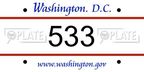 533 District Of Columbia License Plate