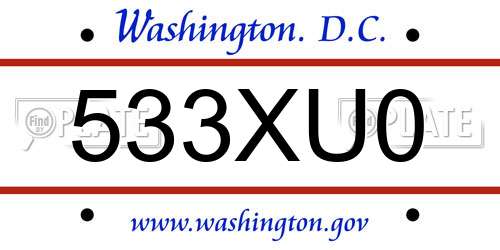 533XU0 District Of Columbia License Plate