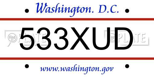 533XUD District Of Columbia License Plate