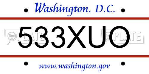 533XUO District Of Columbia License Plate