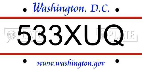 533XUQ District Of Columbia License Plate