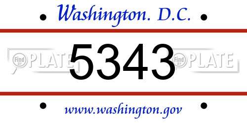 5343 District Of Columbia License Plate
