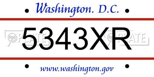 5343XR District Of Columbia License Plate