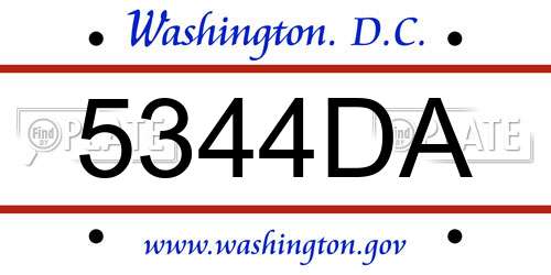 5344DA District Of Columbia License Plate