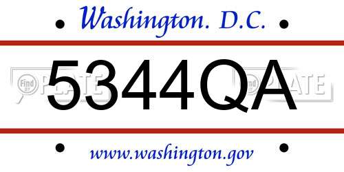 5344QA District Of Columbia License Plate