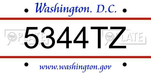 5344TZ District Of Columbia License Plate