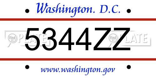 5344ZZ District Of Columbia License Plate