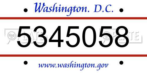5345058 District Of Columbia License Plate