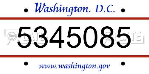 5345085 District Of Columbia License Plate